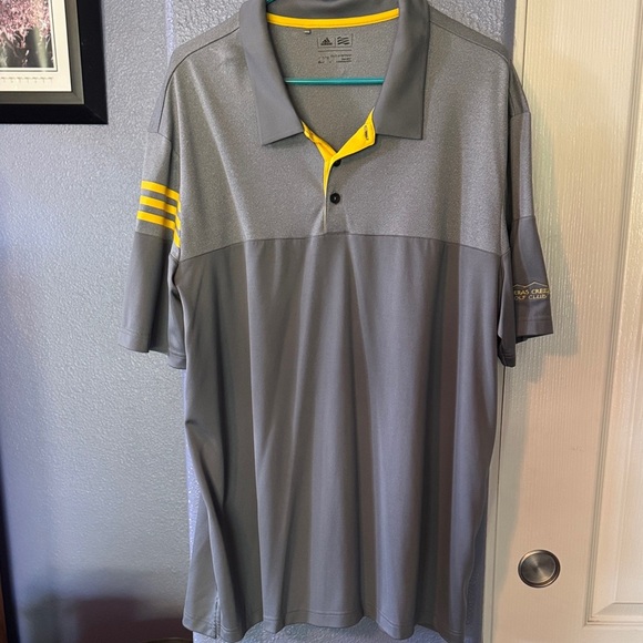 Adidas Men's Polo in Gray with Yellow Accents - Picture 1 of 5